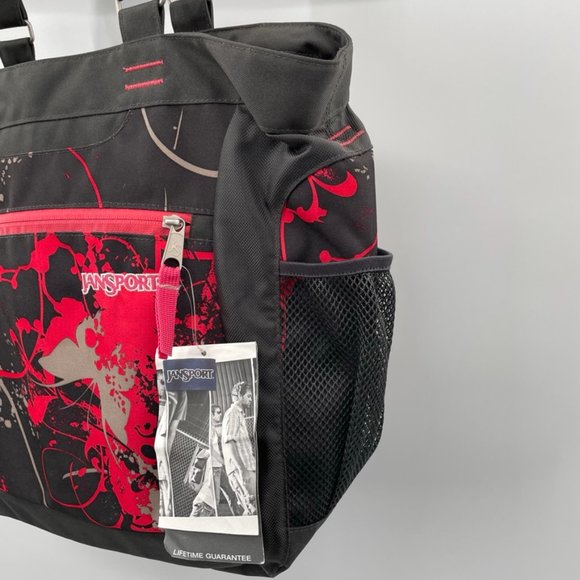 JanSport Black Red Graphic Print Laptop Bag Padded Adjustable Shoulder Bag NEW - Picture 3 of 10
